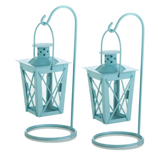 Michaels, 9'' Baby Blue Hanging Railroad Lantern, 2ct. – Category: Spring Candle Holders